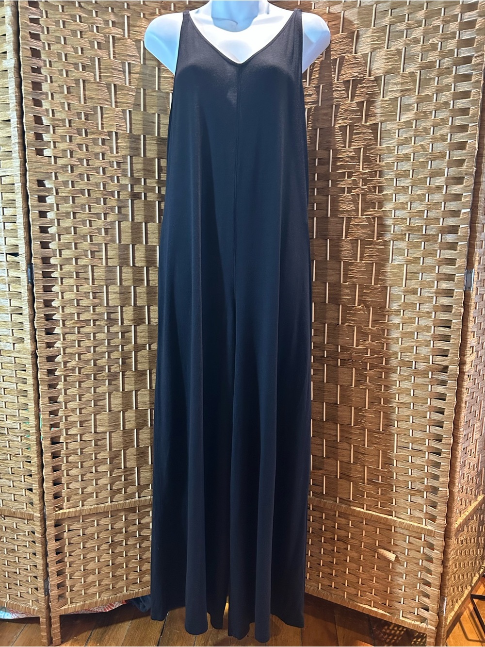 Athleta Black Tencel Wide Leg Jumpsuit XS Sleeveless V Neck Travel